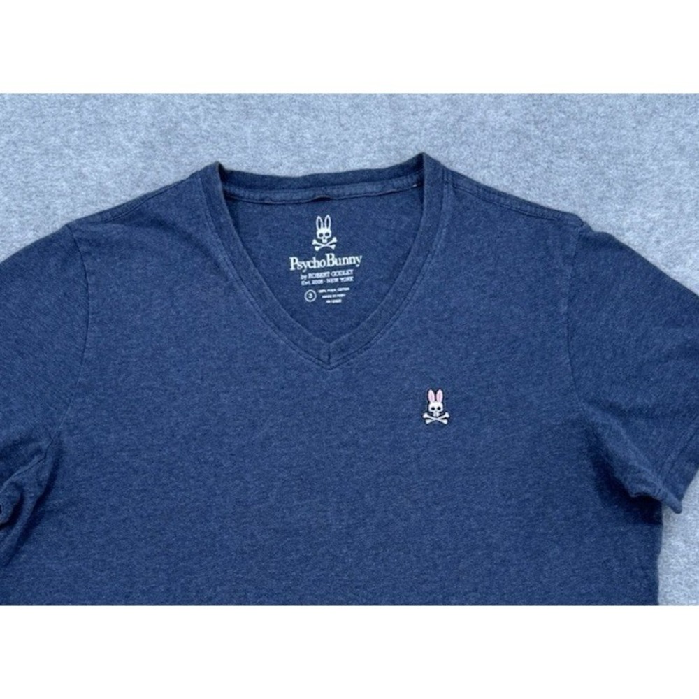 Psycho Bunny V-Neck T-Shirt Pima‎ Cotton Skull Bunny Logo Men's Size 3 (Medium)